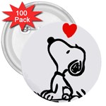 Snoopy Love 3  Buttons (100 pack)  Front