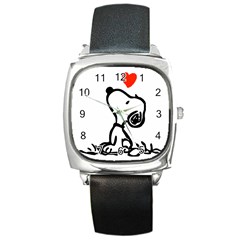 Snoopy Love Square Metal Watch by Jancukart