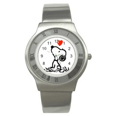 Snoopy Love Stainless Steel Watch by Jancukart