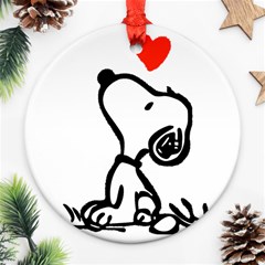 Snoopy Love Round Ornament (two Sides)