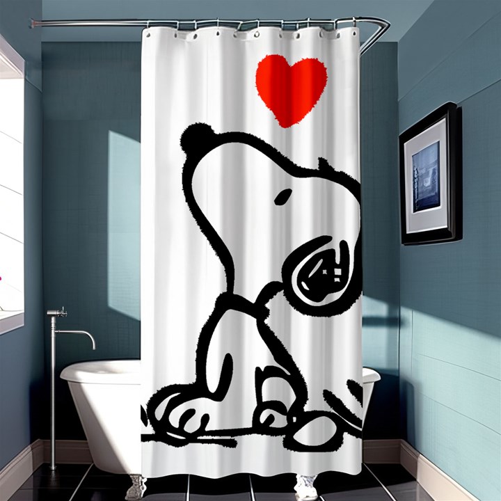 Snoopy Love Shower Curtain 36  x 72  (Stall) 