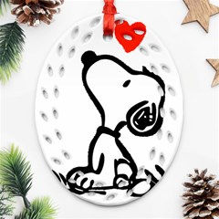 Snoopy Love Oval Filigree Ornament (two Sides)