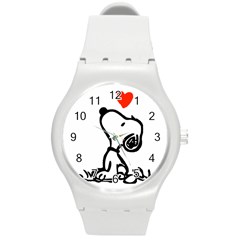 Snoopy Love Round Plastic Sport Watch (m) by Jancukart