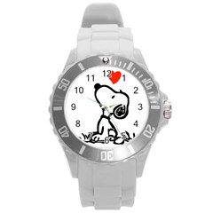 Snoopy Love Round Plastic Sport Watch (l) by Jancukart