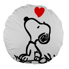 Snoopy Love Large 18  Premium Round Cushions by Jancukart