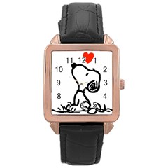 Snoopy Love Rose Gold Leather Watch  by Jancukart