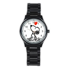 Snoopy Love Stainless Steel Round Watch by Jancukart