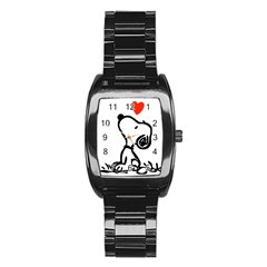 Snoopy Love Stainless Steel Barrel Watch by Jancukart