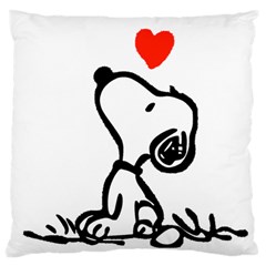 Snoopy Love Large Flano Cushion Case (one Side) by Jancukart