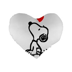 Snoopy Love Standard 16  Premium Flano Heart Shape Cushions by Jancukart