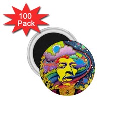 Psychedelic Rock Jimi Hendrix 1 75  Magnets (100 Pack)  by Jancukart