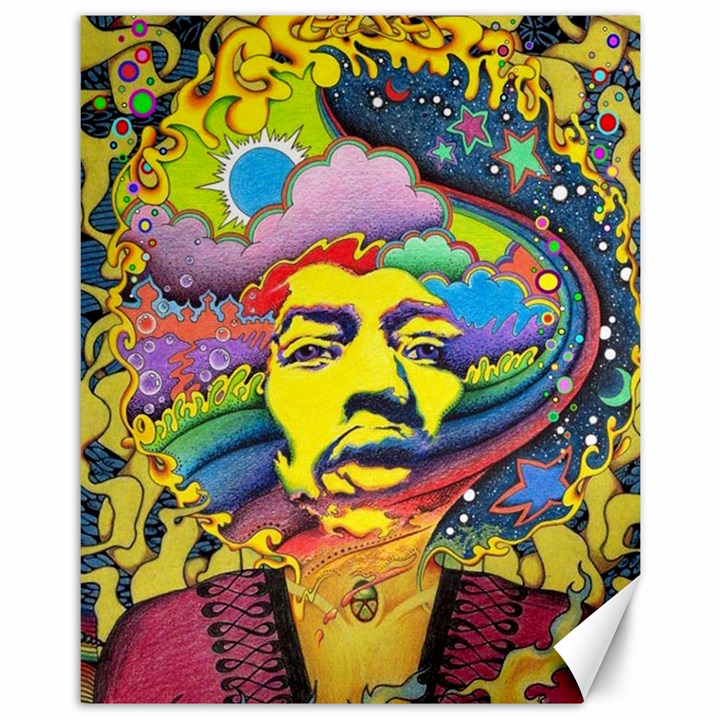 Psychedelic Rock Jimi Hendrix Canvas 11  x 14 