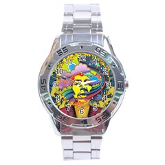 Psychedelic Rock Jimi Hendrix Stainless Steel Analogue Watch