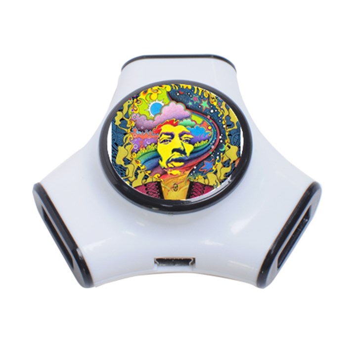 Psychedelic Rock Jimi Hendrix 3-Port USB Hub