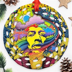 Psychedelic Rock Jimi Hendrix Ornament (Round Filigree)