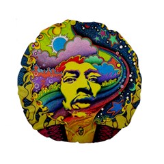 Psychedelic Rock Jimi Hendrix Standard 15  Premium Round Cushions