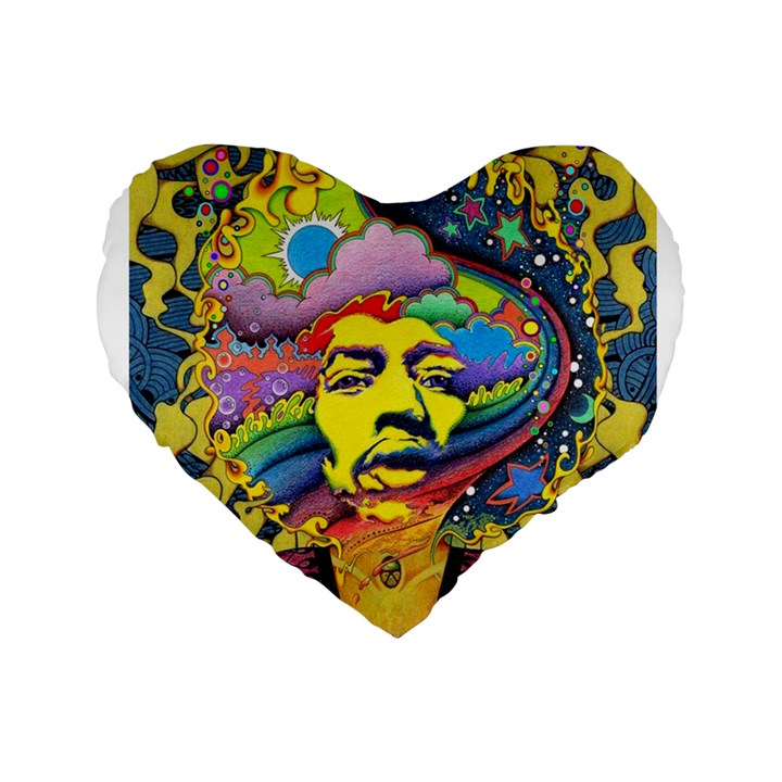 Psychedelic Rock Jimi Hendrix Standard 16  Premium Heart Shape Cushions