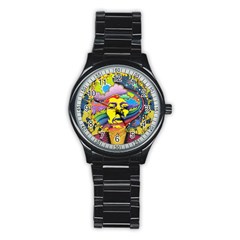 Psychedelic Rock Jimi Hendrix Stainless Steel Round Watch