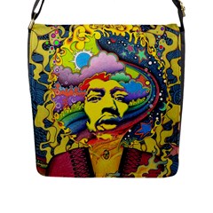 Psychedelic Rock Jimi Hendrix Flap Closure Messenger Bag (L)