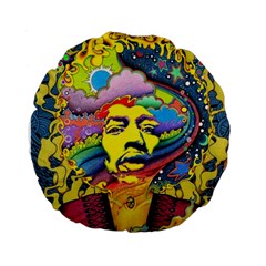 Psychedelic Rock Jimi Hendrix Standard 15  Premium Flano Round Cushions