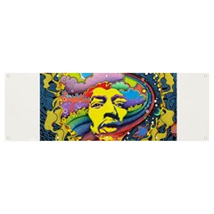 Psychedelic Rock Jimi Hendrix Banner And Sign 12  X 4  by Jancukart