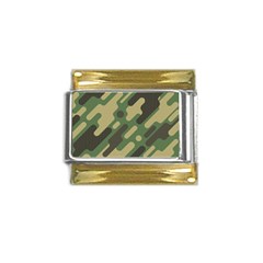 Camouflage Pattern Background Gold Trim Italian Charm (9mm) by Wegoenart