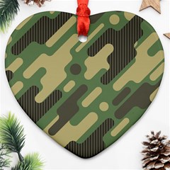 Camouflage Pattern Background Heart Ornament (two Sides)