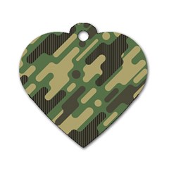 Camouflage Pattern Background Dog Tag Heart (two Sides) by Wegoenart