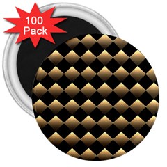 Golden Chess Board Background 3  Magnets (100 Pack) by Wegoenart