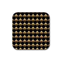 Golden Chess Board Background Rubber Coaster (square) by Wegoenart