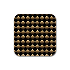 Golden Chess Board Background Rubber Square Coaster (4 Pack) by Wegoenart