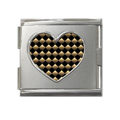 Golden Chess Board Background Mega Link Heart Italian Charm (18mm) by Wegoenart