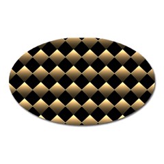 Golden Chess Board Background Oval Magnet by Wegoenart