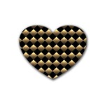 Golden Chess Board Background Rubber Heart Coaster (4 pack) Front