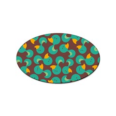 Vector-illustration-seamless-pattern-with-cartoon-duck Sticker (oval) by Wegoenart