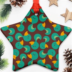 Vector-illustration-seamless-pattern-with-cartoon-duck Star Ornament (two Sides) by Wegoenart