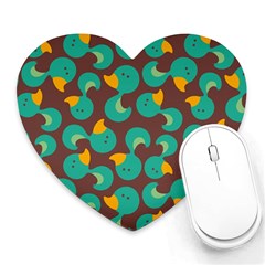 Vector-illustration-seamless-pattern-with-cartoon-duck Heart Mousepad by Wegoenart