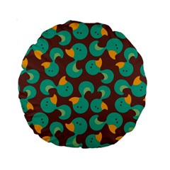 Vector-illustration-seamless-pattern-with-cartoon-duck Standard 15  Premium Round Cushions by Wegoenart