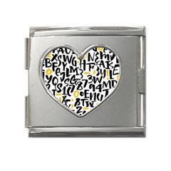 Letters Pattern Mega Link Heart Italian Charm (18mm) by Wegoenart