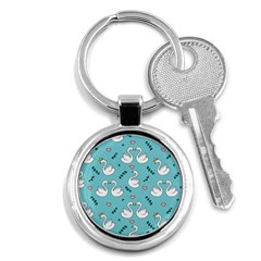 Elegant Swan Pattern Design Key Chain (round) by Wegoenart