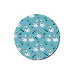 Elegant Swan Pattern Design Rubber Round Coaster (4 Pack) by Wegoenart