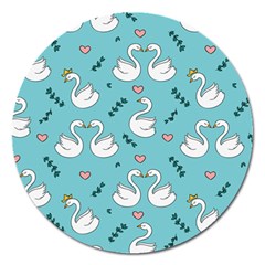 Elegant Swan Pattern Design Magnet 5  (round) by Wegoenart