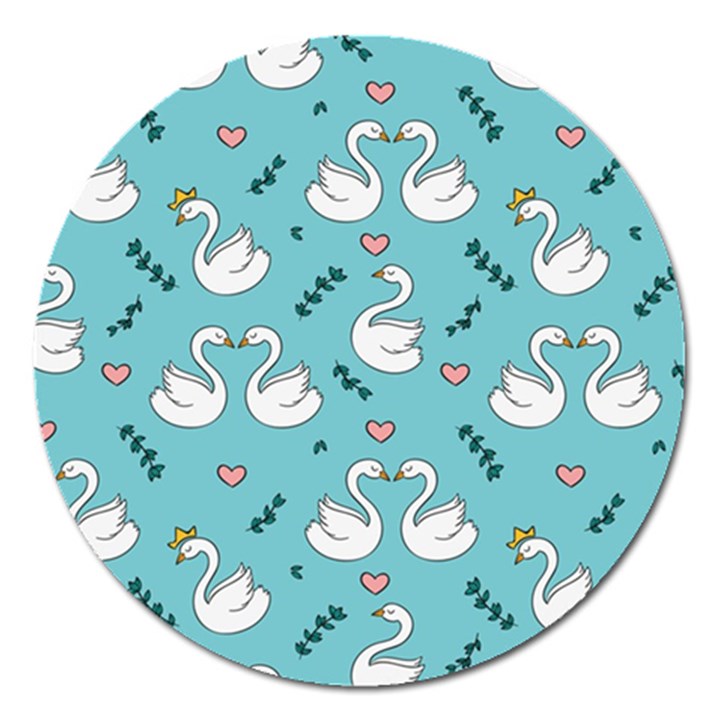 Elegant swan pattern design Magnet 5  (Round)