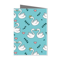 Elegant Swan Pattern Design Mini Greeting Cards (pkg Of 8) by Wegoenart