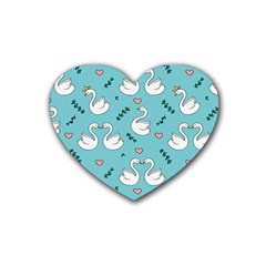 Elegant Swan Pattern Design Rubber Coaster (heart) by Wegoenart