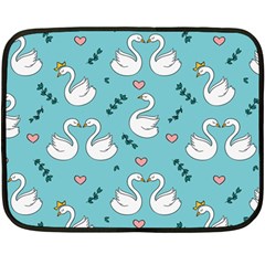 Elegant Swan Pattern Design Fleece Blanket (mini) by Wegoenart