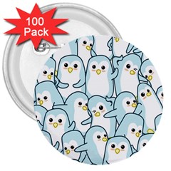 Penguin Pattern 3  Buttons (100 Pack)  by Wegoenart