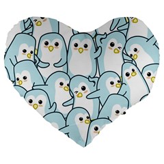 Penguin Pattern Large 19  Premium Heart Shape Cushions by Wegoenart