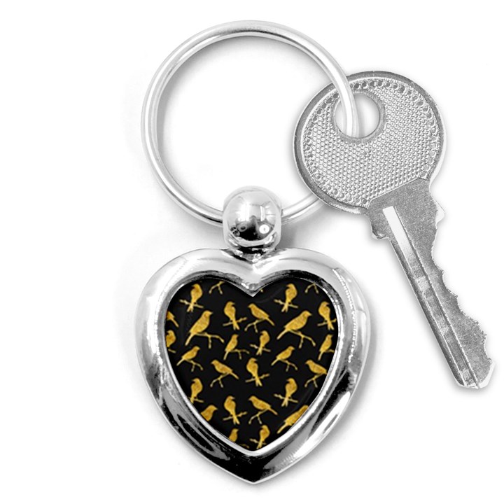 Background-with-golden-birds Key Chain (Heart)