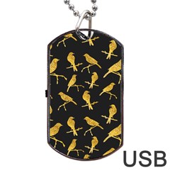 Background-with-golden-birds Dog Tag Usb Flash (one Side) by Wegoenart